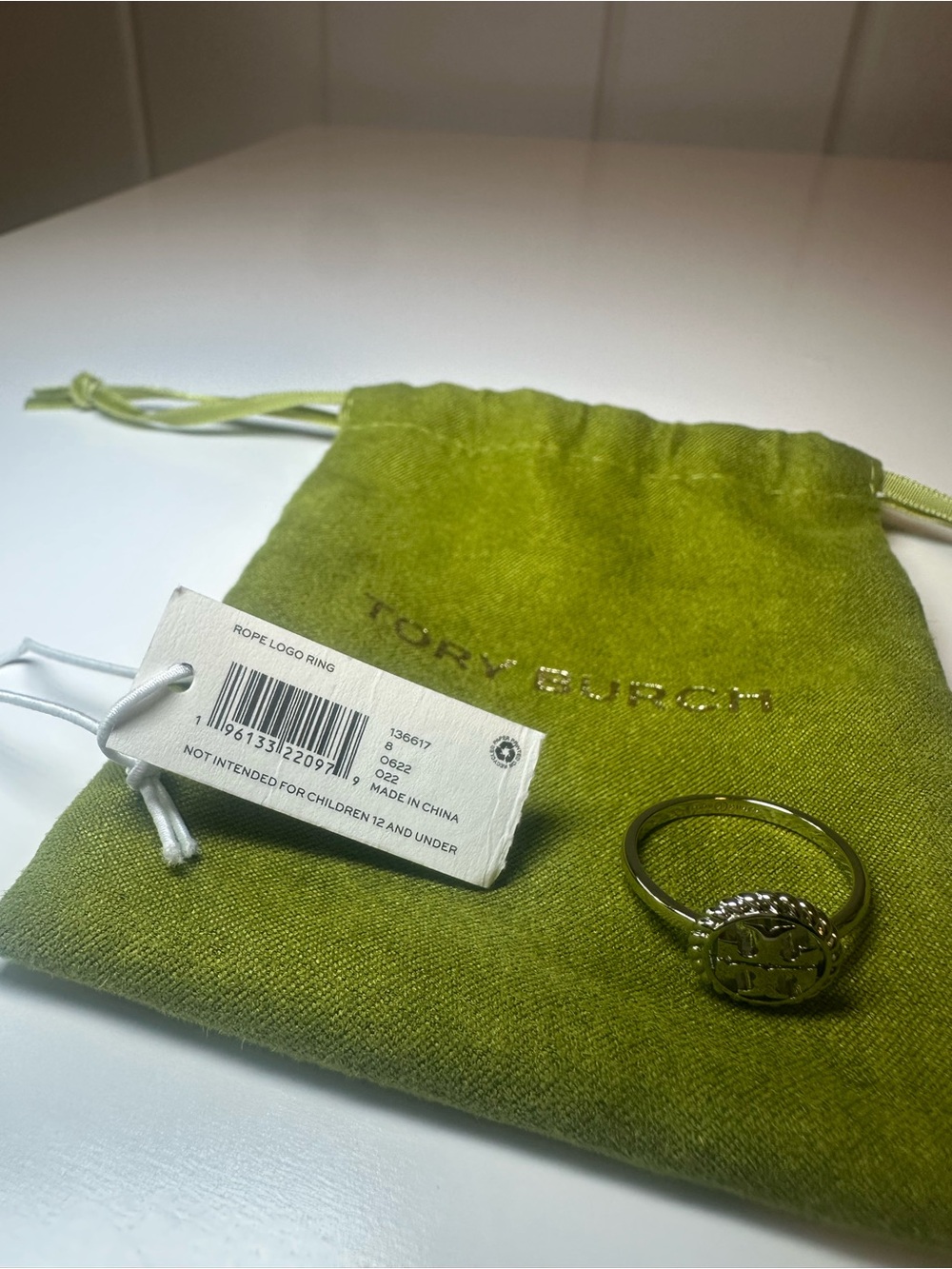 Tory Burch Silver Rope Logo Ring - Picture 3 of 3
